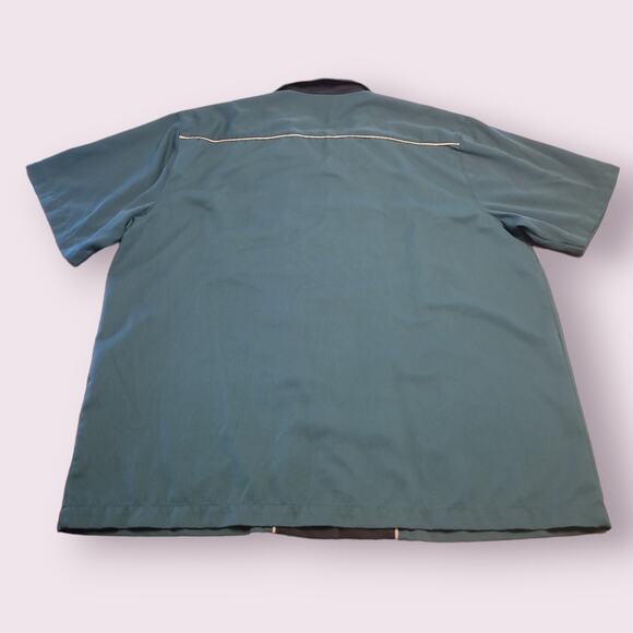 VTG Hilton Retro Monterey Bowling Shirt Men’s XL Green Black Two-Tone Rockabilly - Picture 3 of 8